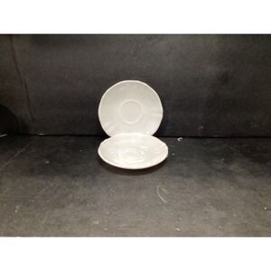 Arcopal France TRIANON IVORY Saucer Scalloped Swirls Milk‎ Glass 5 3/8" Set of 2